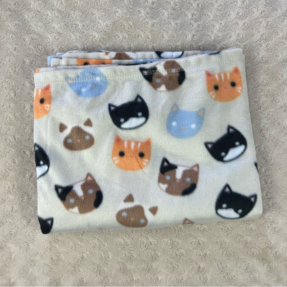 St. Nicholas Square Kitty Cat Faces Blanket Throw Tan Black Orange Brown Kohl's